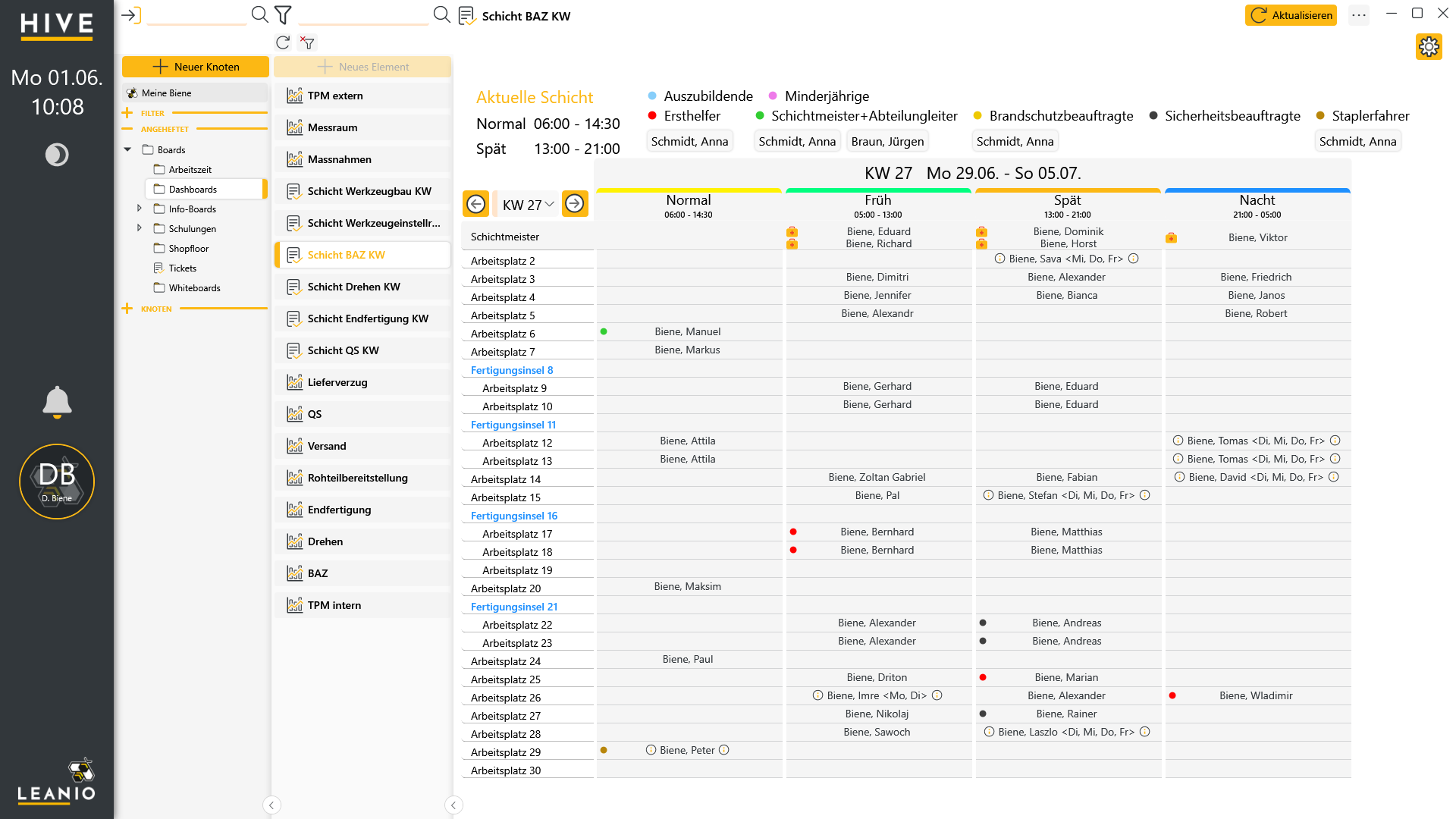 LEANIO Schichtplanung: Schichtplanung Dashboard 3
